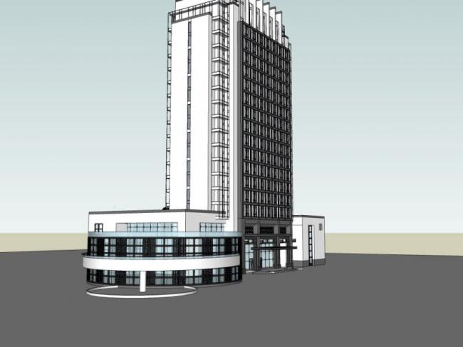 Sketchup酒店模型|高层酒店，现代中式风格