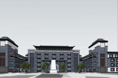 Sketchup学校模型|多层学校，校园教育建筑，中式风格-BIM建筑网