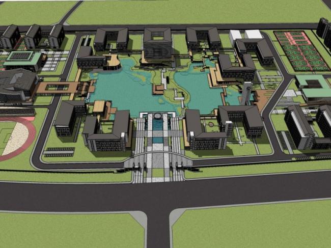 Sketchup学校模型|多层学校，校园教育建筑，现代风格