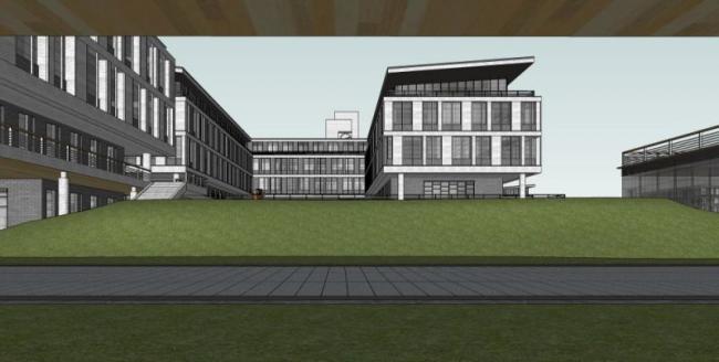 Sketchup学校模型|多层学校，校园教育建筑，现代风格