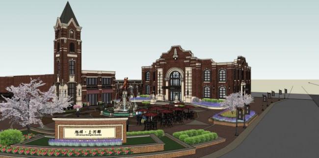 Sketchup商业模型|低层售楼处，古典风格