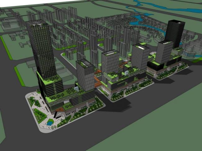 Sketchup办公模型|超高层办公楼，现代风格