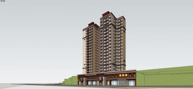 Sketchup住宅模型|高层住宅，藏式风格
