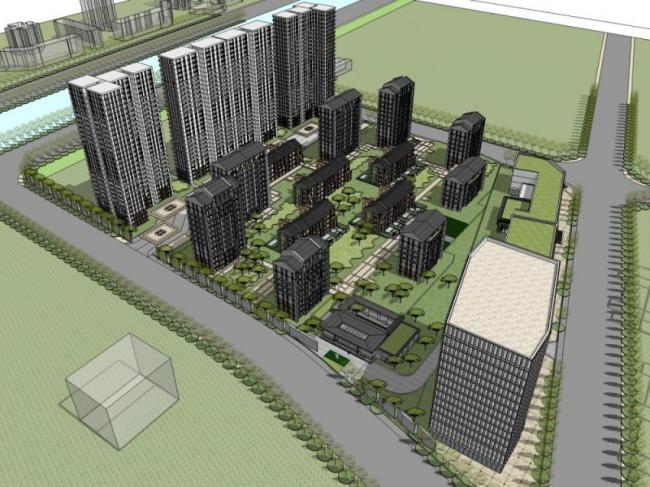 Sketchup住宅模型|超高层小区住宅楼，现代风格