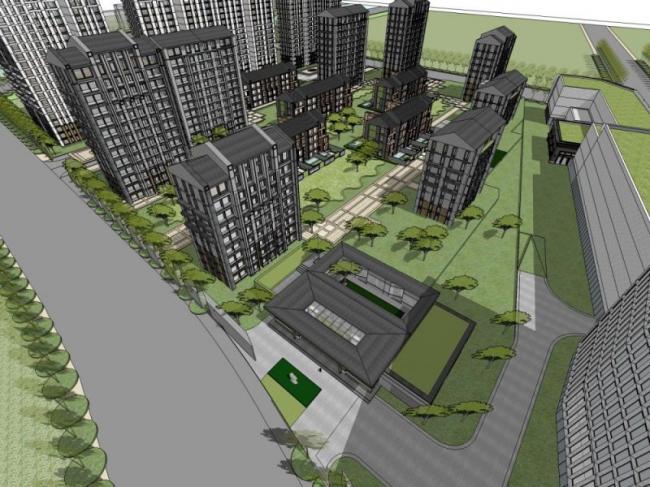 Sketchup住宅模型|超高层小区住宅楼，现代风格