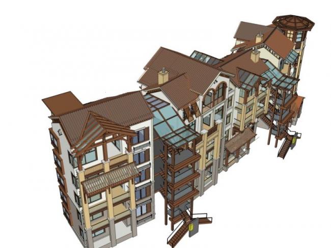 Sketchup住宅模型|多层住宅楼，欧式风格，居住建筑，古典风格