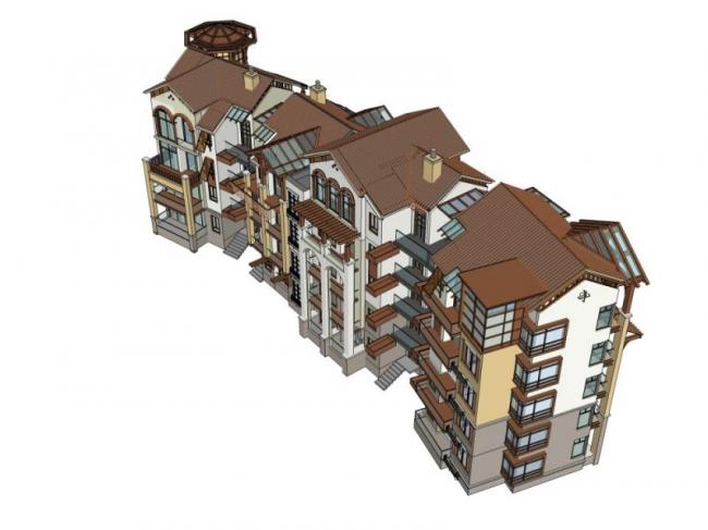 Sketchup住宅模型|多层住宅楼，欧式风格，居住建筑，古典风格