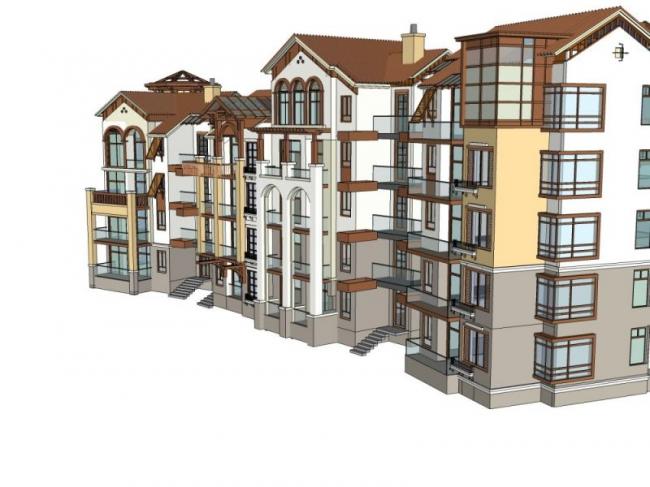 Sketchup住宅模型|多层住宅楼，欧式风格，居住建筑，古典风格