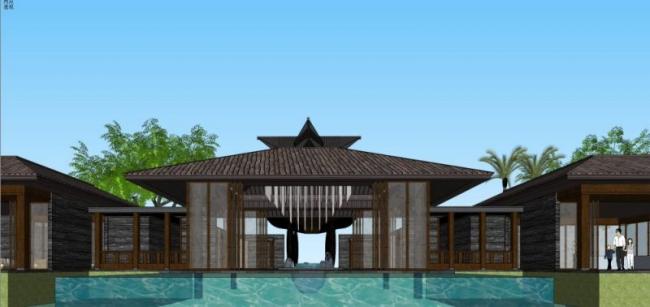 Sketchup酒店模型|多层酒店，中式风格