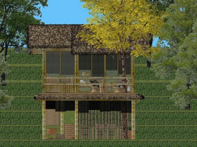 Sketchup景观模型|竹屋，古典风格