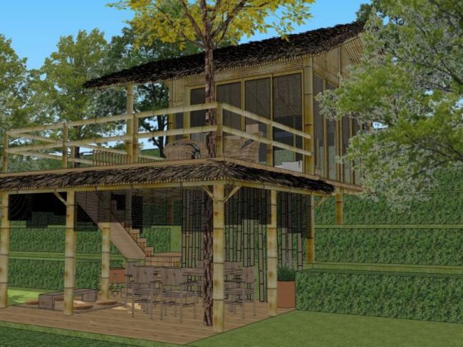 Sketchup景观模型|竹屋，古典风格