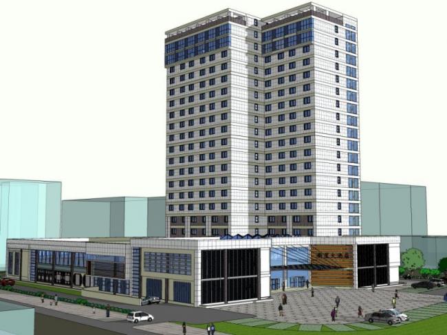 Sketchup酒店模型|高层酒店，现代风格