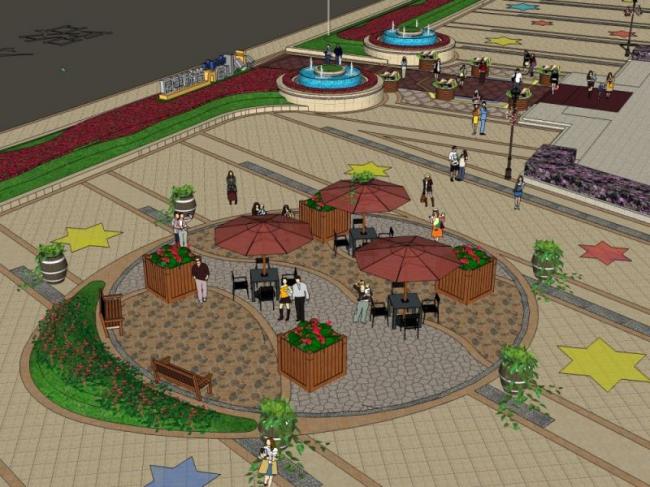 Sketchup景观模型|商业景观，街头景观，古典风格