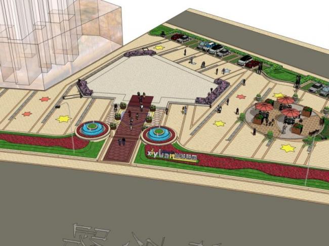 Sketchup景观模型|商业景观，街头景观，古典风格