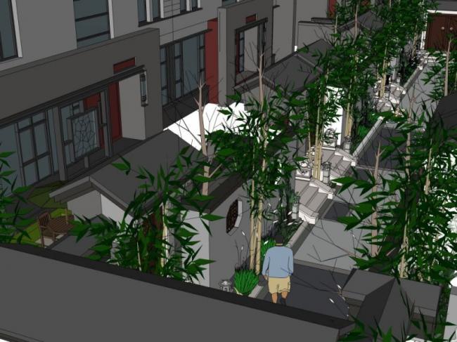 Sketchup景观模型|庭院景观，住宅景观，中式风格