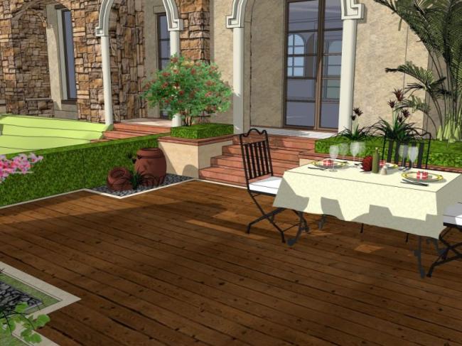 Sketchup景观模型|庭院景观，住宅景观，古典风格