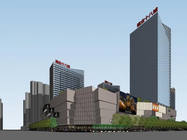 Sketchup综合体模型|多高层商业综合体，办公楼，酒店，现代风格