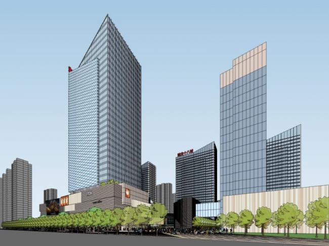 Sketchup综合体模型|多高层商业综合体，办公楼，酒店，现代风格