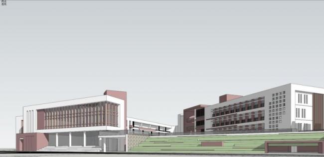 Sketchup学校模型|多层小学学校，校园教育建筑，现代风格
