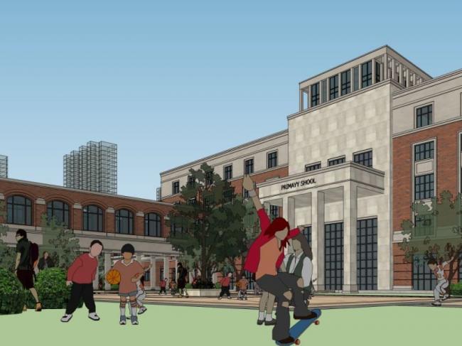 Sketchup学校模型|多层小学学校，校园教育建筑，古典风格