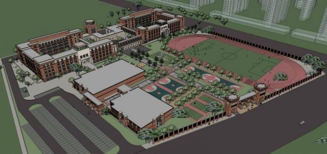 Sketchup学校模型|多层小学学校，校园教育建筑，古典风格