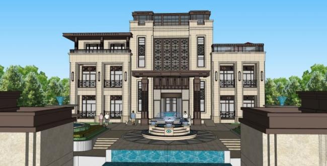 Sketchup商业模型|多层会所，古典风格