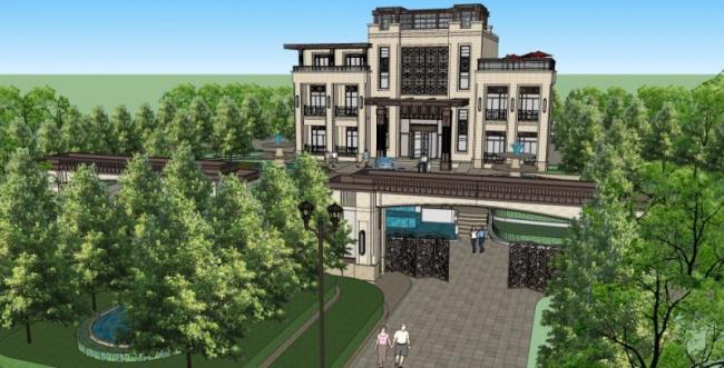 Sketchup商业模型|多层会所，古典风格