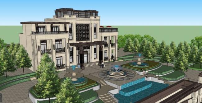 Sketchup商业模型|多层会所，古典风格