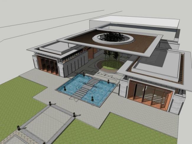 Sketchup商业模型|低层售楼处，现代风格