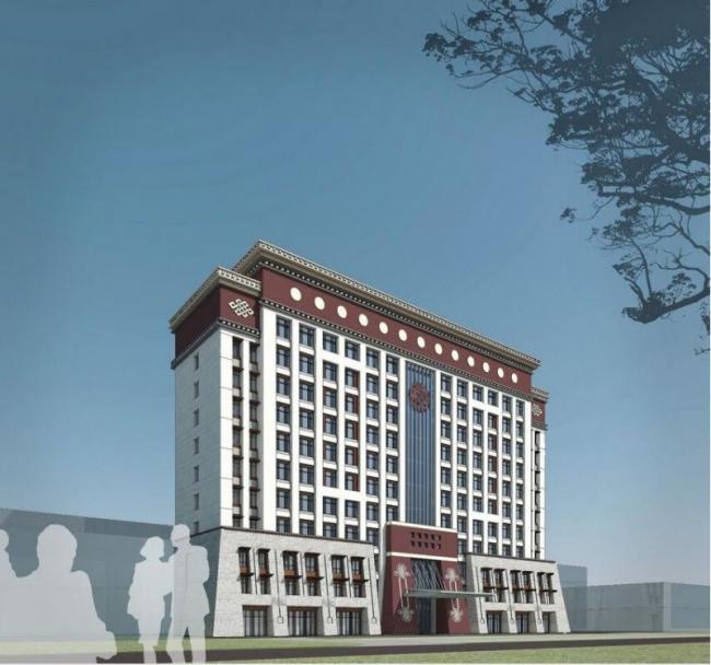 Sketchup办公模型|高层办公楼，藏式风格