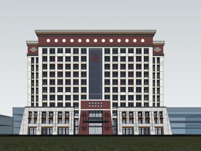 Sketchup办公模型|高层办公楼，藏式风格