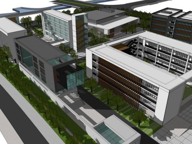Sketchup学校模型|多层学校，校园教育建筑，现代风格
