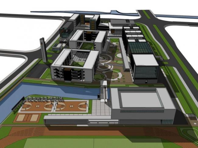 Sketchup学校模型|多层学校，校园教育建筑，现代风格