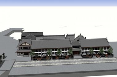 Sketchup商业模型|低层商业街，中式风格-BIM建筑网
