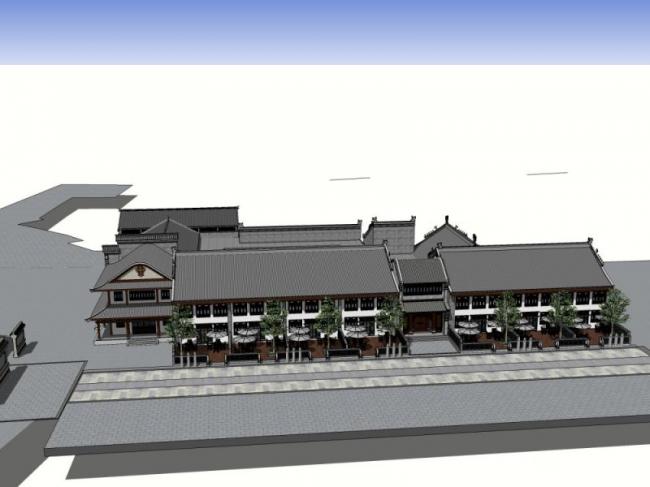Sketchup商业模型|低层商业街，中式风格