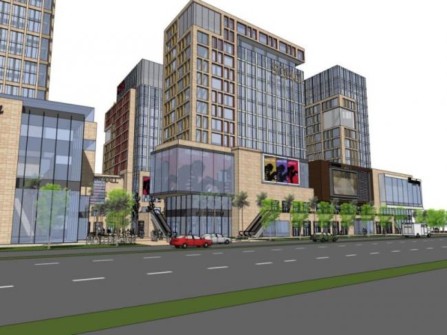 Sketchup综合体模型|超高层办公楼，购物中心，多高层商业综合体，现代风格