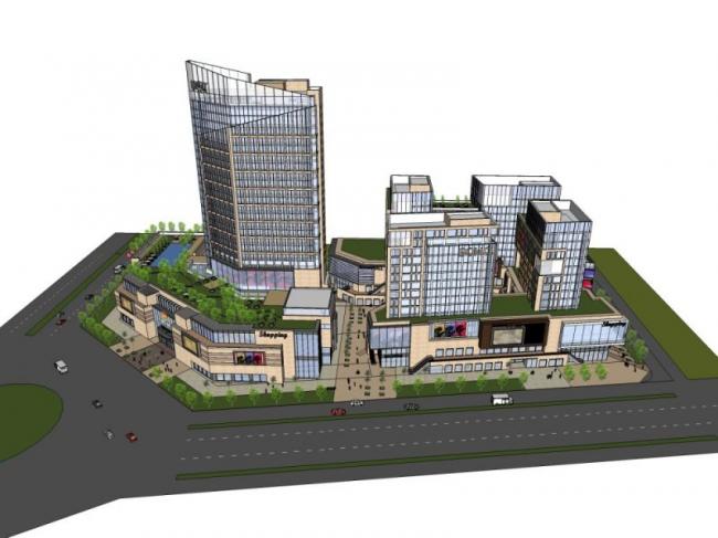 Sketchup综合体模型|超高层办公楼，购物中心，多高层商业综合体，现代风格