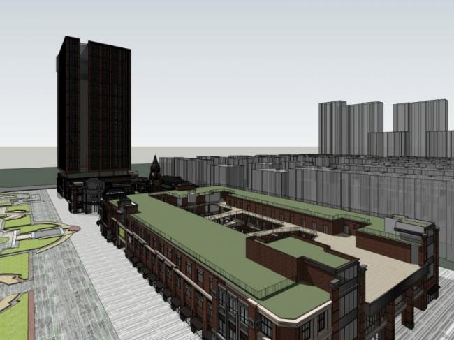 Sketchup综合体模型|多高层商业综合体，办公楼，商业购物中心，古典风格