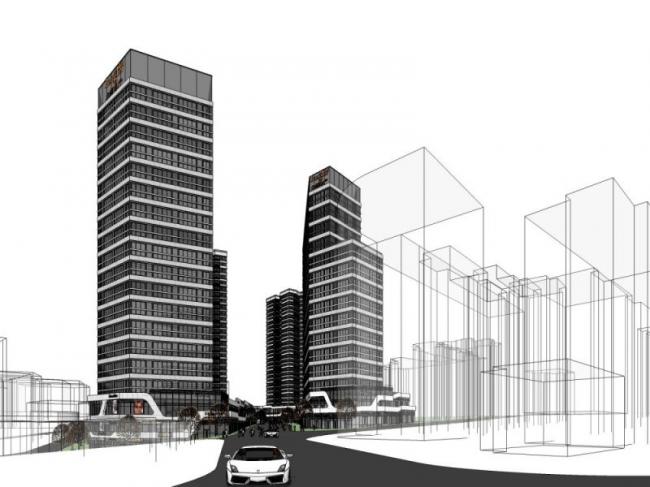Sketchup综合体模型|高层办公楼，购物中心，商业，多高层综合体，现代风格