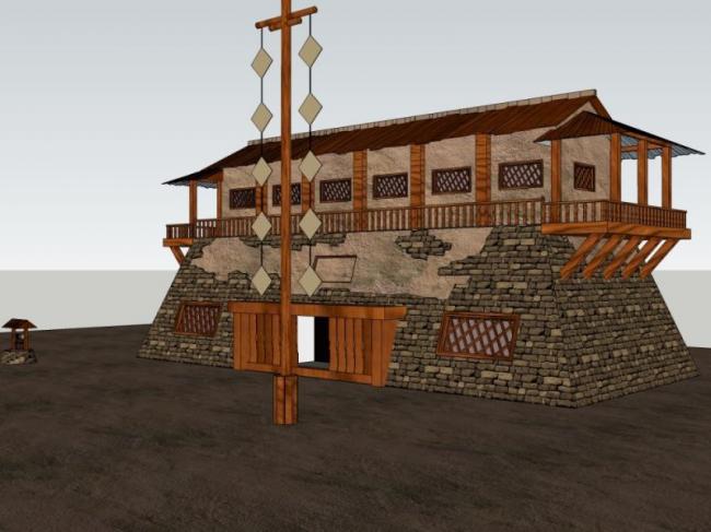 Sketchup古建筑模型|多层驿站，中式风格，古建