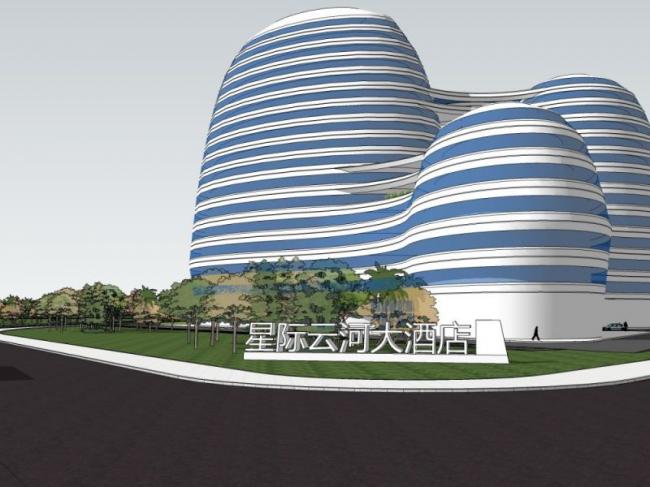 Sketchup酒店模型|多层酒店，现代风格