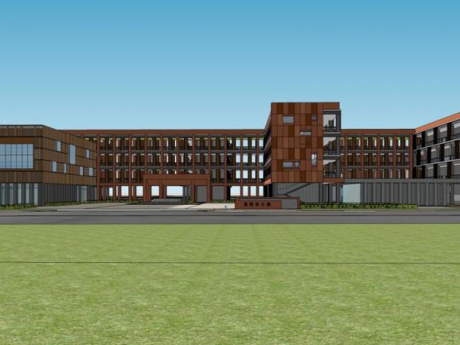 Sketchup学校模型|多层小学学校，校园教育建筑，现代风格