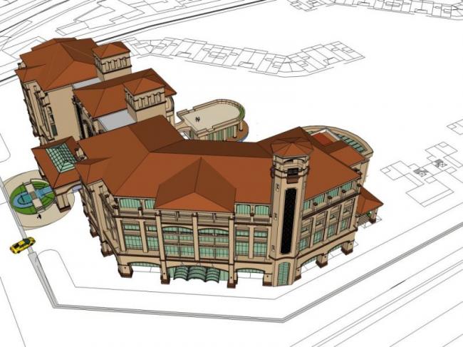 Sketchup酒店模型|多层酒店，西班牙古典风格