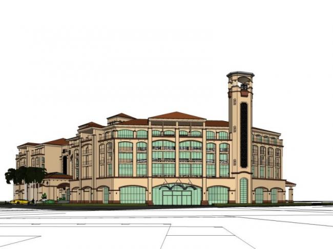 Sketchup酒店模型|多层酒店，西班牙古典风格