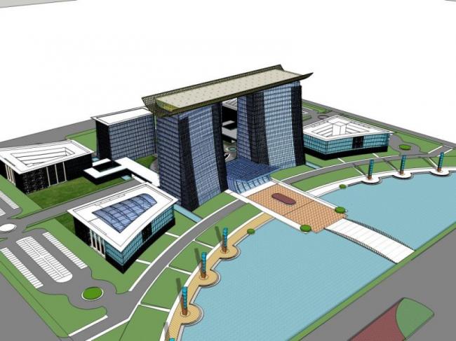 Sketchup办公模型|高层办公楼，现代风格