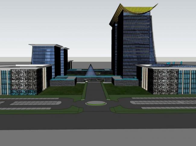 Sketchup办公模型|高层办公楼，现代风格