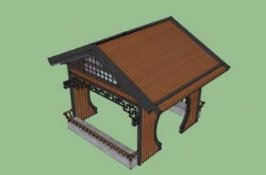 Sketchup小品模型|木亭，中式风格，小品-BIM建筑网