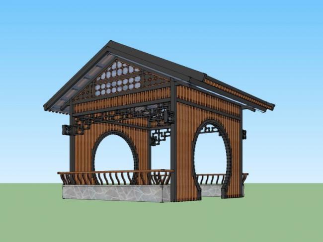 Sketchup小品模型|木亭，中式风格，小品