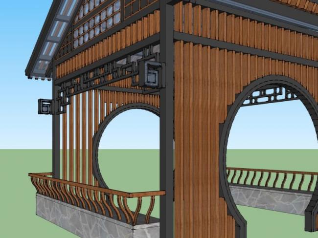 Sketchup小品模型|木亭，中式风格，小品