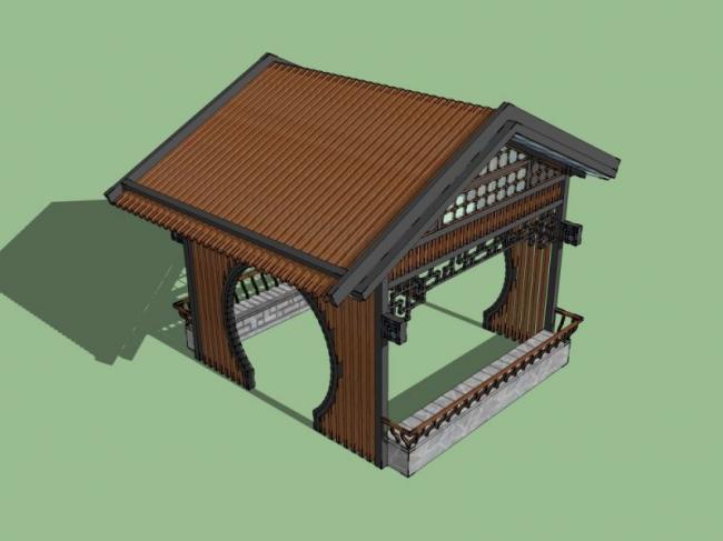 Sketchup小品模型|木亭，中式风格，小品